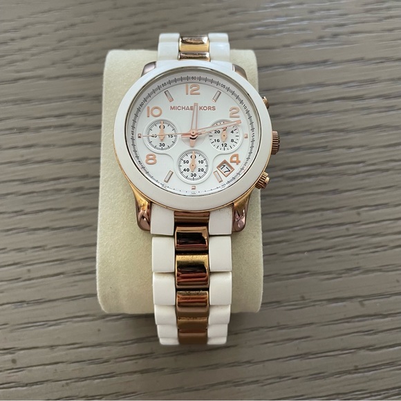 Michael Kors Accessories - Michael Kors white and rose gold rubber watch